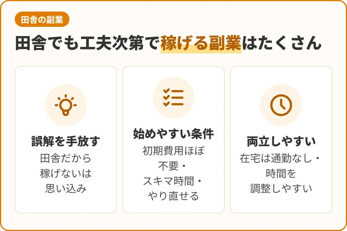 田舎でも工夫次第で稼げる副業はたくさん