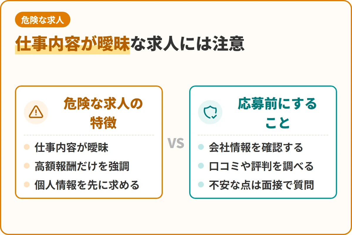 仕事内容が曖昧な求人には注意