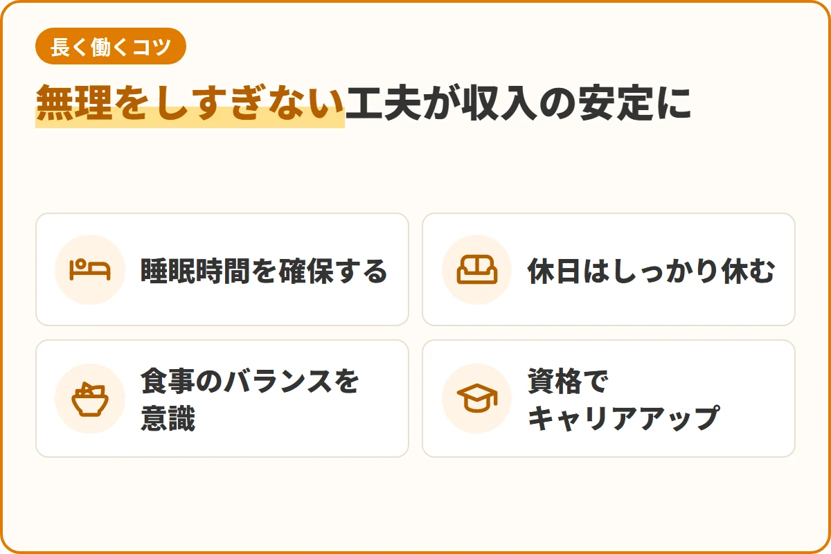 無理をしすぎない工夫が収入の安定に